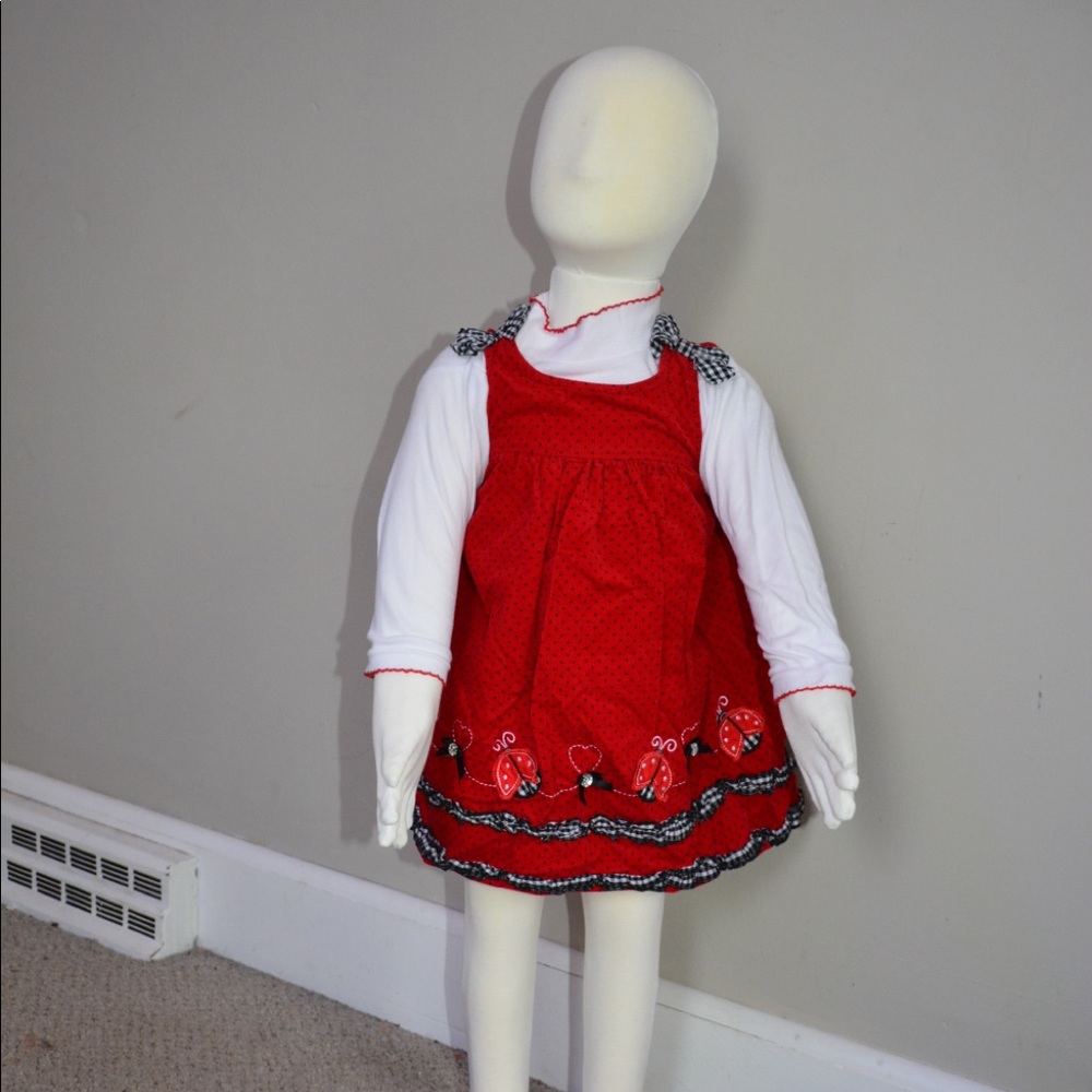 Girl’s Red Ladybug Dress with Undershirt